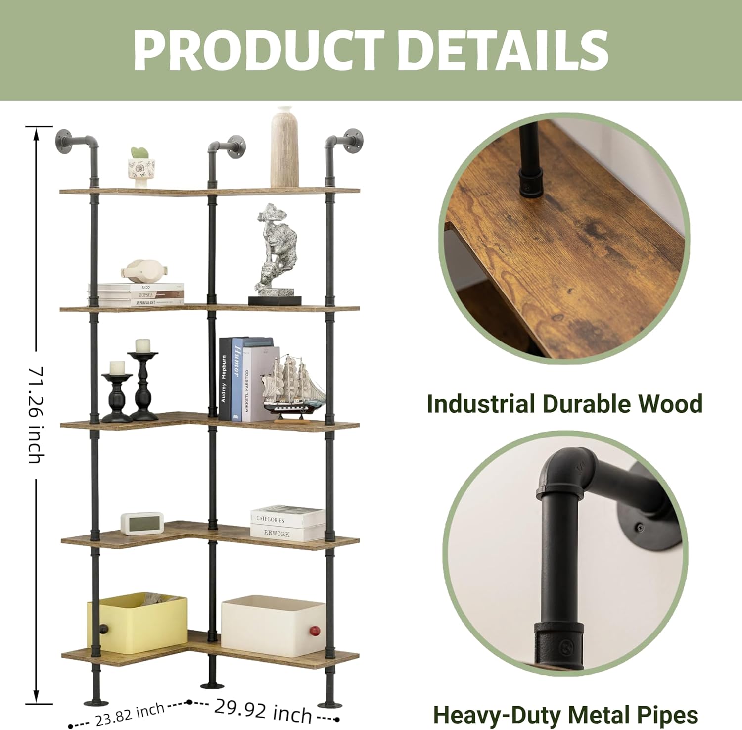 Industrial Pipe Corner Bookshelf