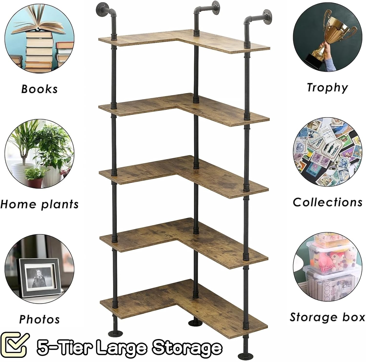 Industrial Pipe Corner Bookshelf