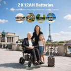 28 lbs Carbon Fiber Ultralight Foldable Electric Wheelchair – Dual Battery, 28-Mile Range, All-Terrain, Airline Approved