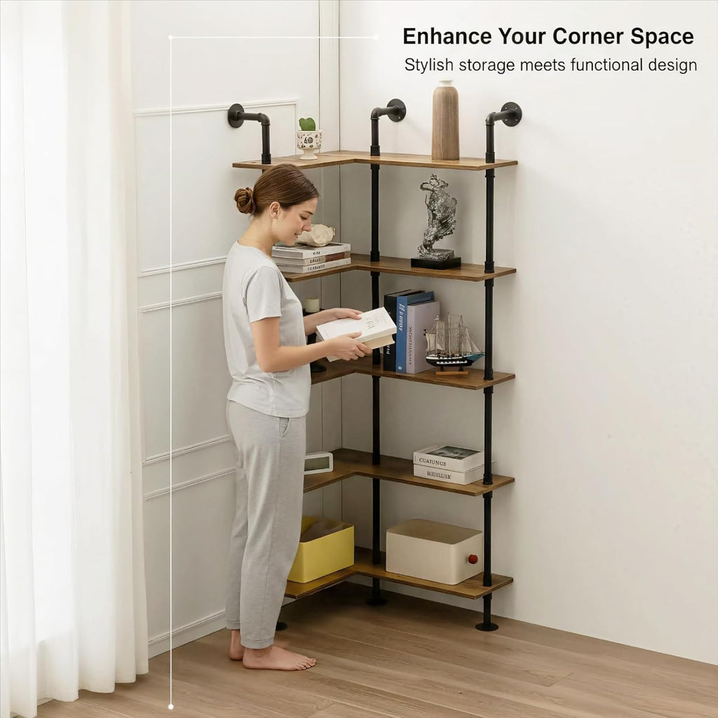 Industrial Pipe Corner Bookshelf