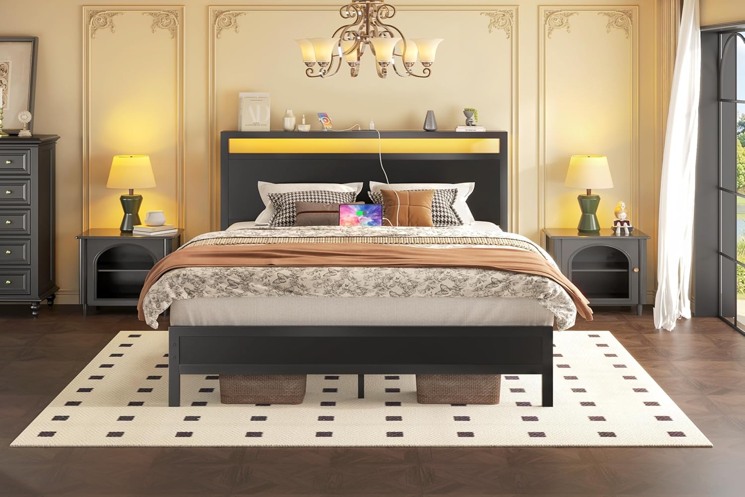 Queen Bed Frame with Headboard & Footboard