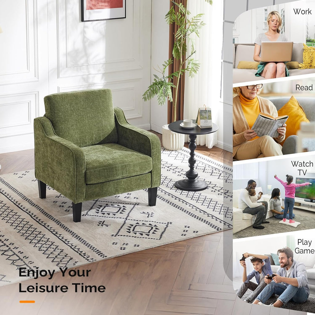 VINGLI Accent Chair for Living Room Chairs Olive Green Reading Chair