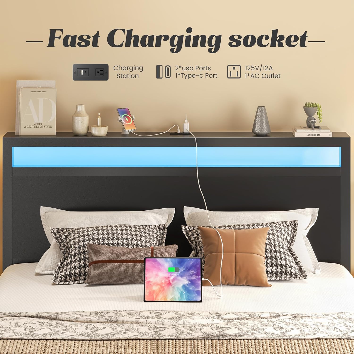 Queen Bed Frame with Headboard & Footboard