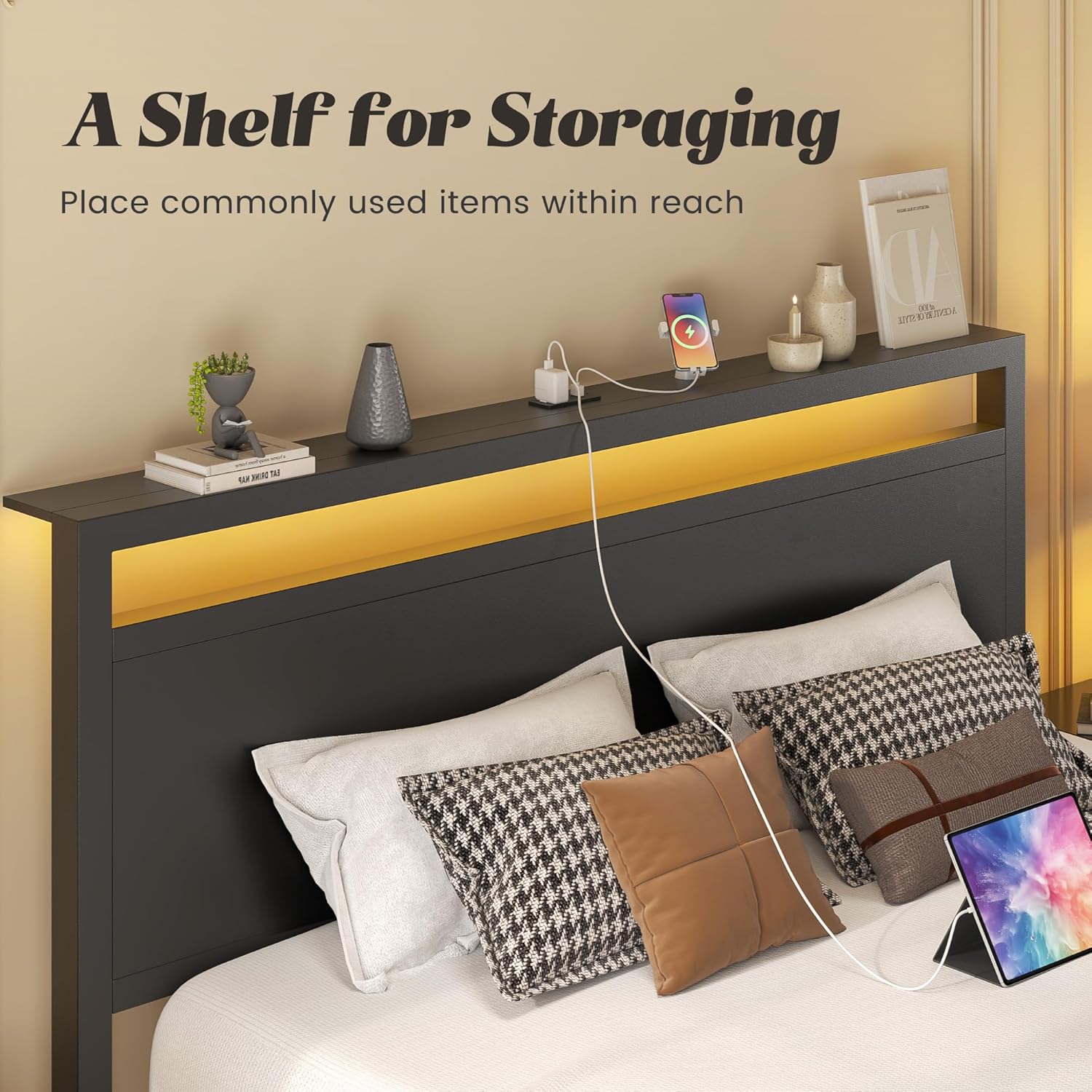Queen Bed Frame with Headboard & Footboard
