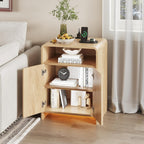 Nightstand with Charging Station and LED Lights